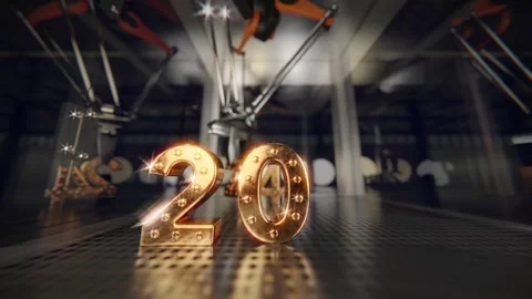 Using its 3-axis arm, the robot meticulously arranges the 2024 inscription,.. Stock Footage 256013839