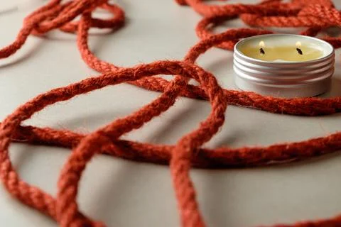 Using jute rope for artistic expression in shibari and bondage Stock Photos