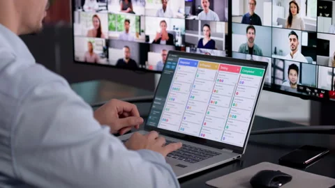 Using Kanban Software In Digital Marketing Strategy Stock Footage 326073744