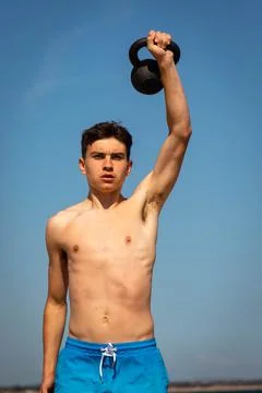 Using a Kettlebell Foto stock