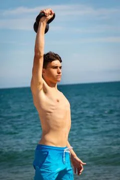 Using a Kettlebell Stock Photos