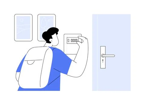 Using key locker isolated cartoon vector illustrations. Ilustración de archivo