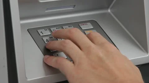 Using keypad at money machine Stock-Footage 11145582