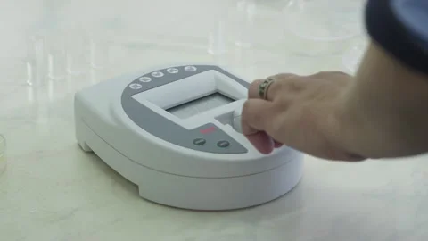 Using laboratory equipment to examine the chicken sample at the poultry farm Stock Footage 252487639