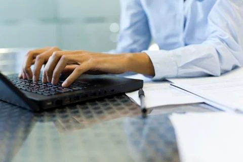 Using laptop, cropped Stock Photos