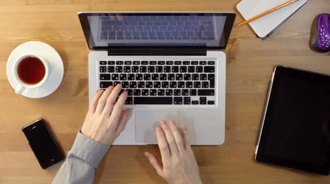 Using Laptop at the Desktop. Stock Footage 60406446