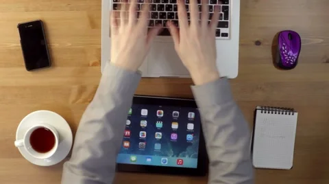 Using Laptop at the Desktop.Timelapse. Video stock 60406026