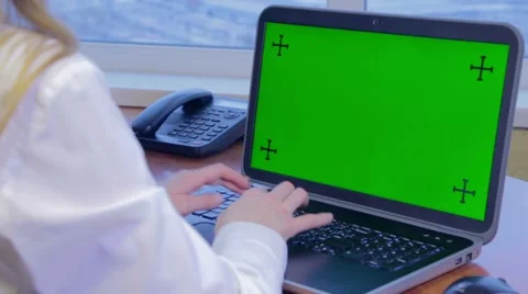 Using the laptop with green screen Stock Footage 46595553