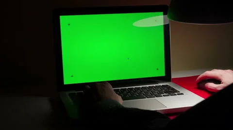 Using Laptop With  Green Screen Stock Footage 47216618