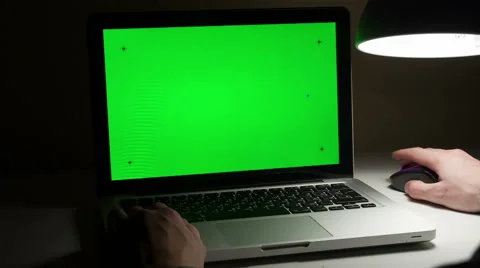 Using Laptop With  Green Screen Stock Footage 47216942