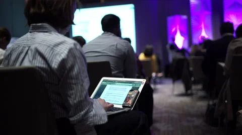 Using laptop at a meeting Stock Footage 56855140