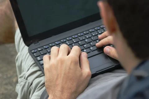Using laptop Stock Photos