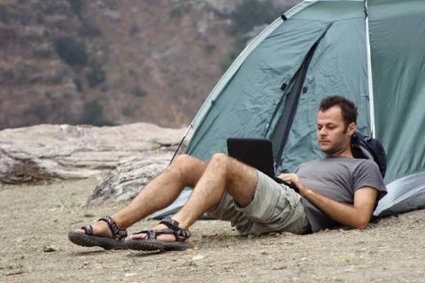 Using laptop Stock Photos