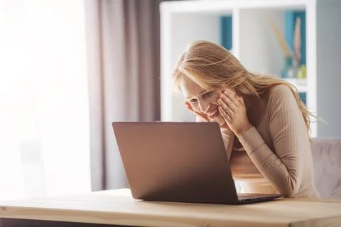 Using laptop for video chat Stock-Fotos