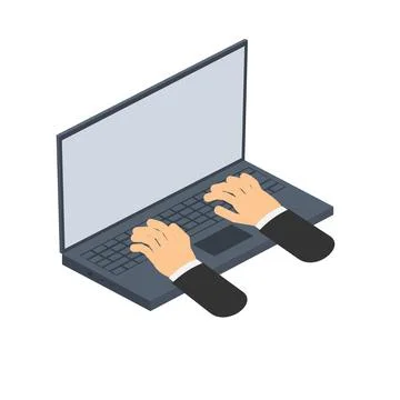 Using a laptop. Working Stock Illustration