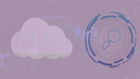 Using magnifying glass, animation of cloud computing and data analysis concept Stock-Footage 303529014