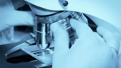 Using a Microscope in Science Stock Footage 71262944