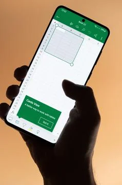 Using Microsoft excel app on smartphone Foto stock