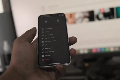 Using mobile app features on a smartphone screen Stock Photos