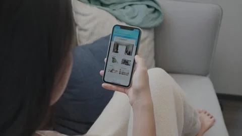 Using Mobile App for Home Design Inspiration Stock Footage 314570350