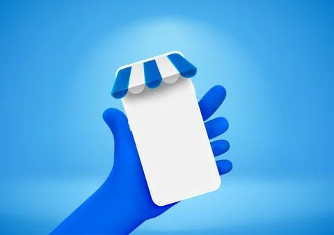 Using mobile application for purchasing. 3d vector illustration Stock Illustration