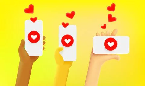 Using mobile applications in social network. People holding modern smart phon 스톡 일러스트