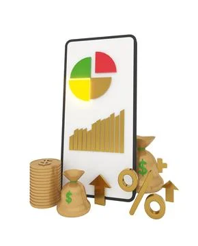 Using a mobile device to view ROI data,3d rendering Stock-Illustration
