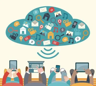 Using mobile devices 스톡 일러스트