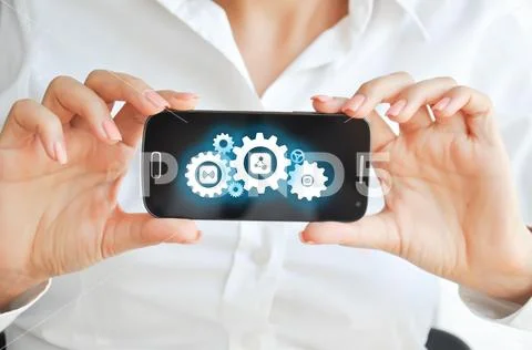 Using mobile devices resources and capabilities Stock Photos