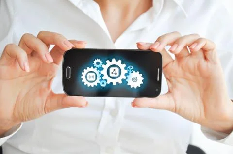 Using mobile devices resources and capabilities Fotos Stock