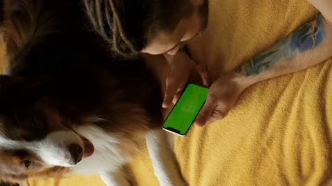 Using Mobile with green screen Chroma Key Device. Stock Footage 239310015