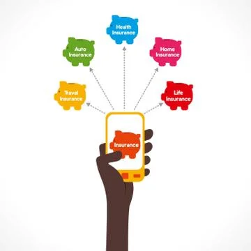 Using mobile one touch you purchase different type of insurance Ilustración de archivo