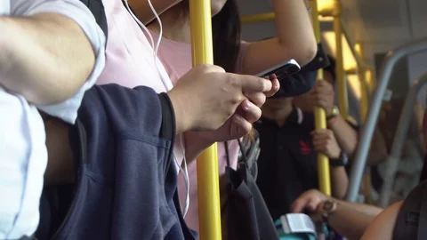 Using Mobile Phones in Subway Stock Footage 84684770