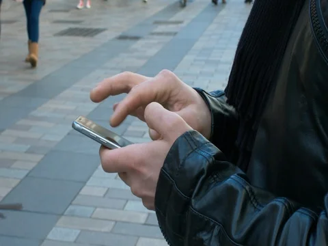 Using Mobile At Public Space Stock Footage 74481220