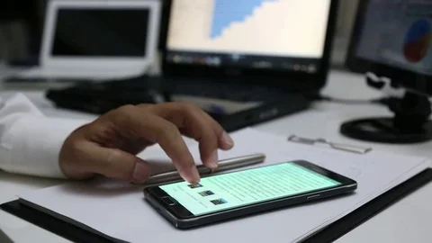 Using A Mobile Touch Screen Cell Phone Stock Footage 84796852