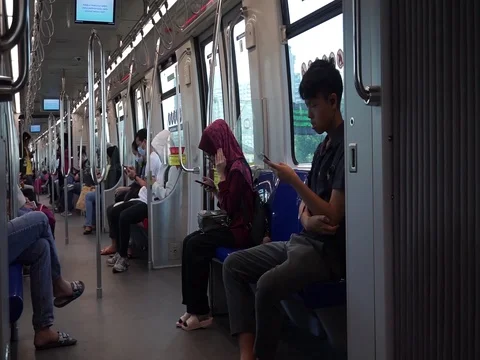 Using mobile in train Stock Footage 126475356