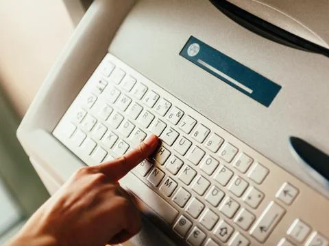 Using modern ATM keyboard Stock Photos
