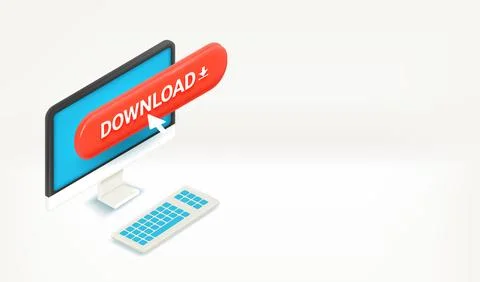 Using modern computer. 3d vector illustration Stock Illustration