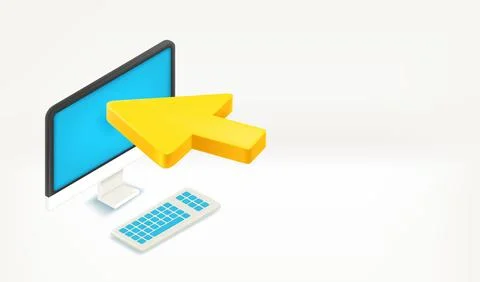 Using modern computer. 3d vector illustration Stock Illustration