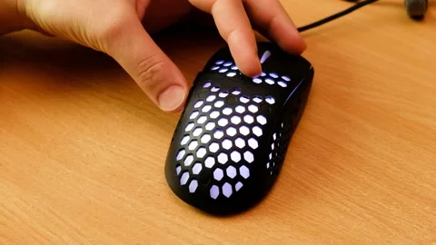Using a modern gaming rgb mouse Video stock 164932538