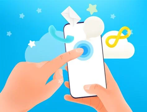 Using modern smartphone vector concept. Hands holding modern smartphone and t Stock-Illustration