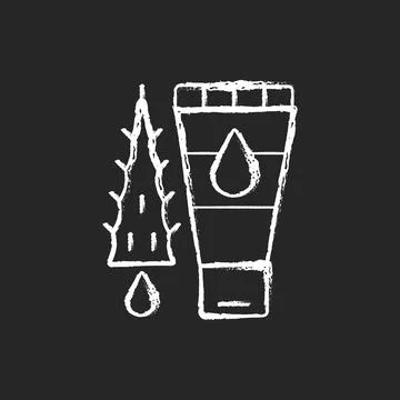 Using moisturizing lotion chalk white icon on dark background Illustrazione stock