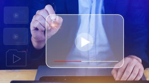 Using mouse and keyboard for streaming online, watching video on internet, .. Stock Photos