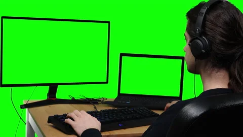 Using Multiscreen Computers Green Screen... | Stock Video | Pond5