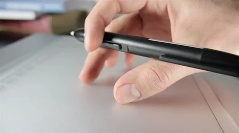 Using Multitouch Graphics Tablet Stock Footage 61123456