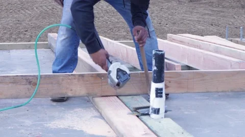 Using nail gun and hammer on framing Stock-Footage 228794789