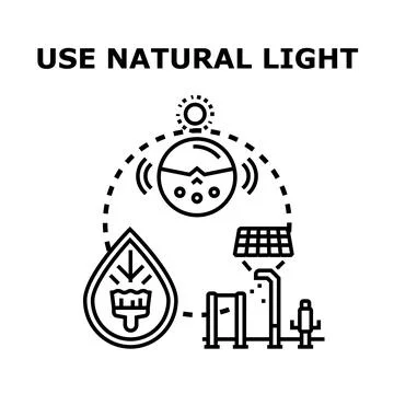 Using natural light for sustainable energy and outdoor lighting Stock Illustration