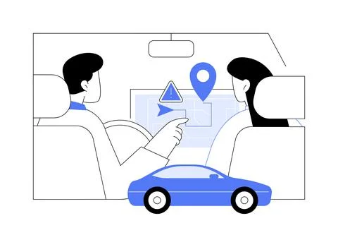 Using navigation isolated cartoon vector illustrations. Ilustración de archivo