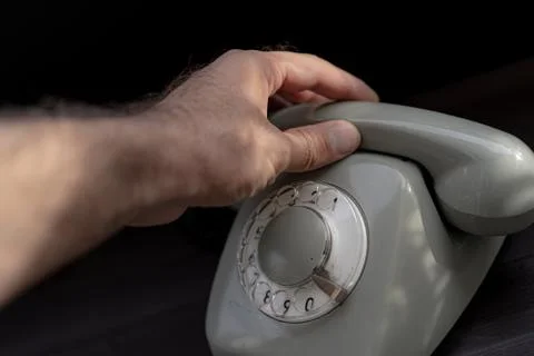 Using an old dial telephone Stock Photos