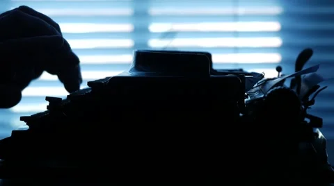 Using old fashioned typewriter silhouette, 4K, UHD Stock-Footage 49103151